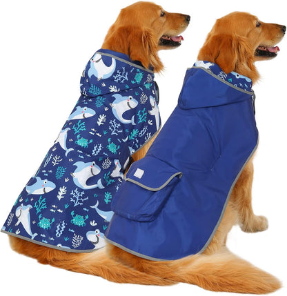 Stylish and Functional Reversible Hooded Raincoat for Dogs – Keep Your Pup Dry and Fashionable in Any Weather!