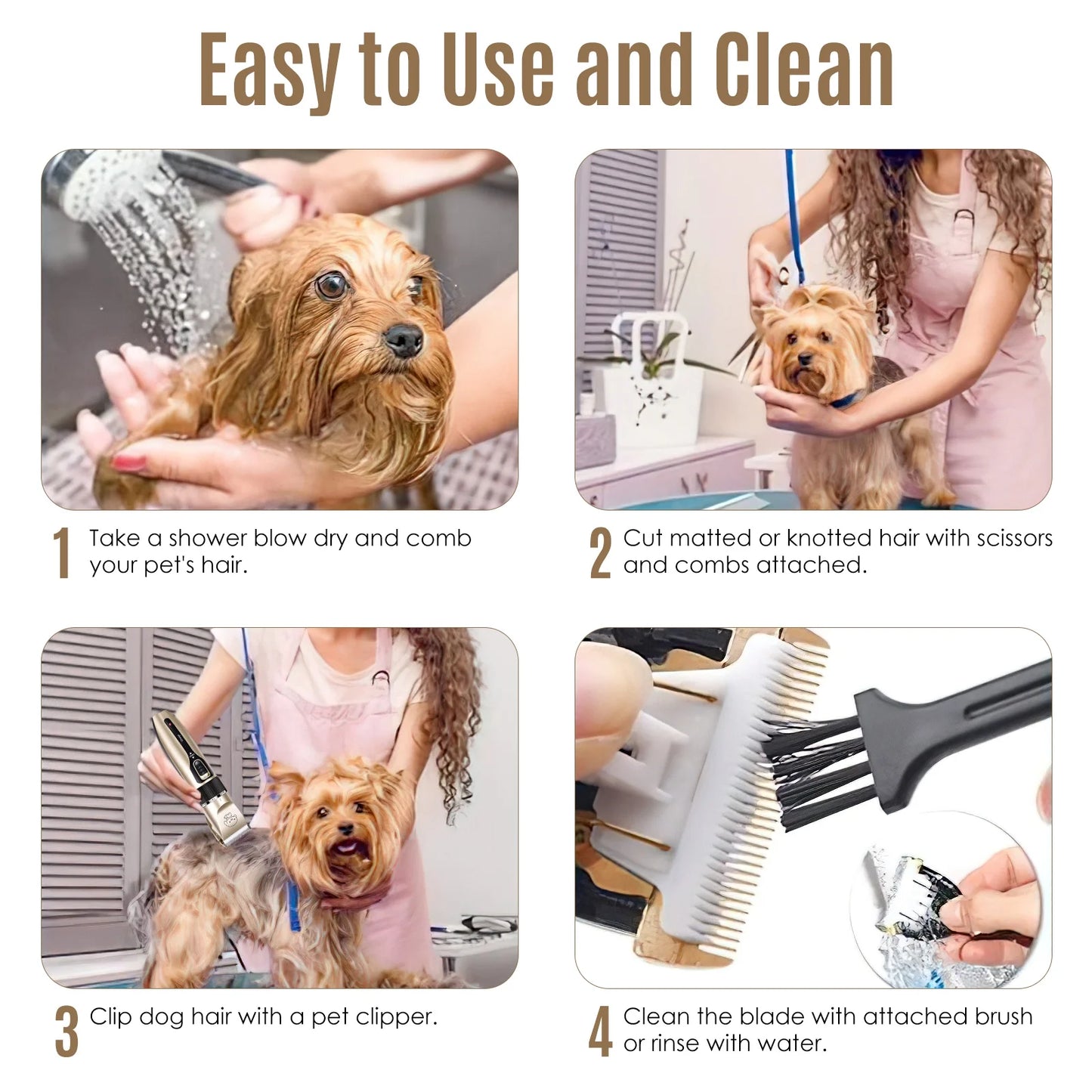 Cordless Dog Grooming Kit, Dog Clippers, Professional Quiet Electric Pets Hair Trimmers