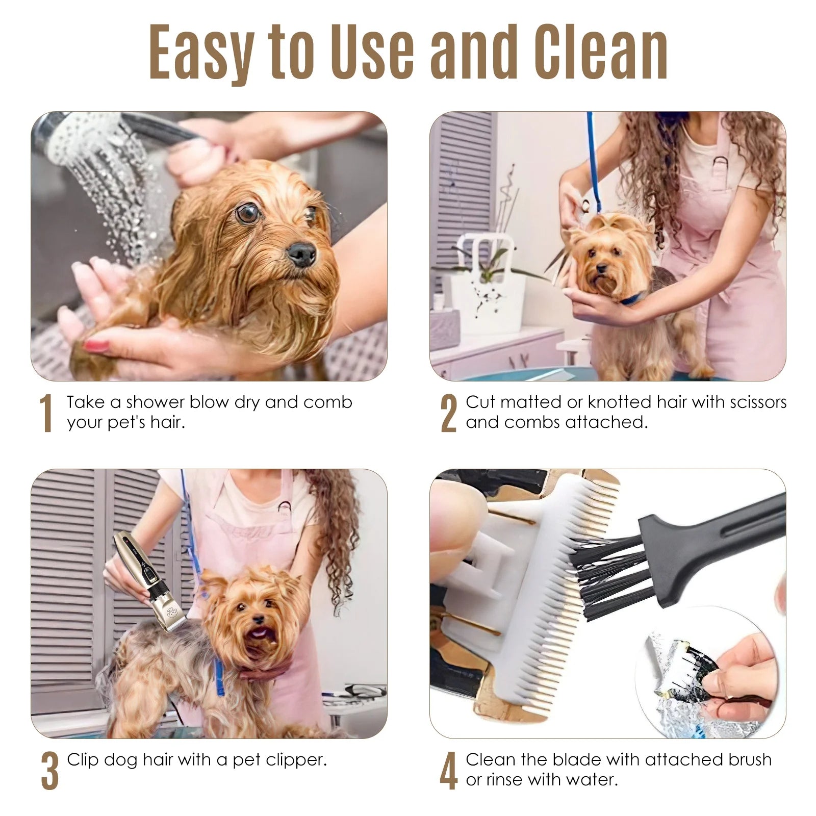 Cordless Dog Grooming Kit, Dog Clippers, Professional Quiet Electric Pets Hair Trimmers