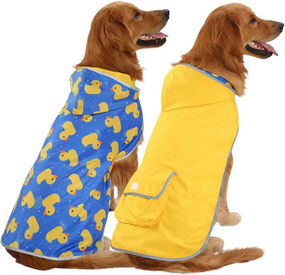 Stylish and Functional Reversible Hooded Raincoat for Dogs – Keep Your Pup Dry and Fashionable in Any Weather!
