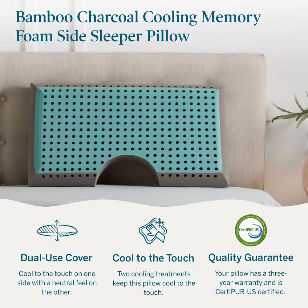 Bamboo Charcoal and Gel Memory Foam Side Sleeper King Pillow