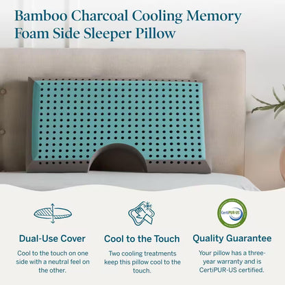 Bamboo Charcoal and Gel Memory Foam Side Sleeper King Pillow