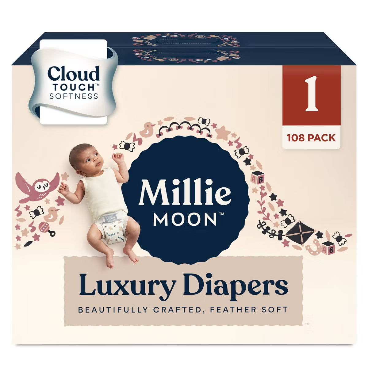 Millie Moon Luxury Disposable Diapers - (1 Size and 108Count)