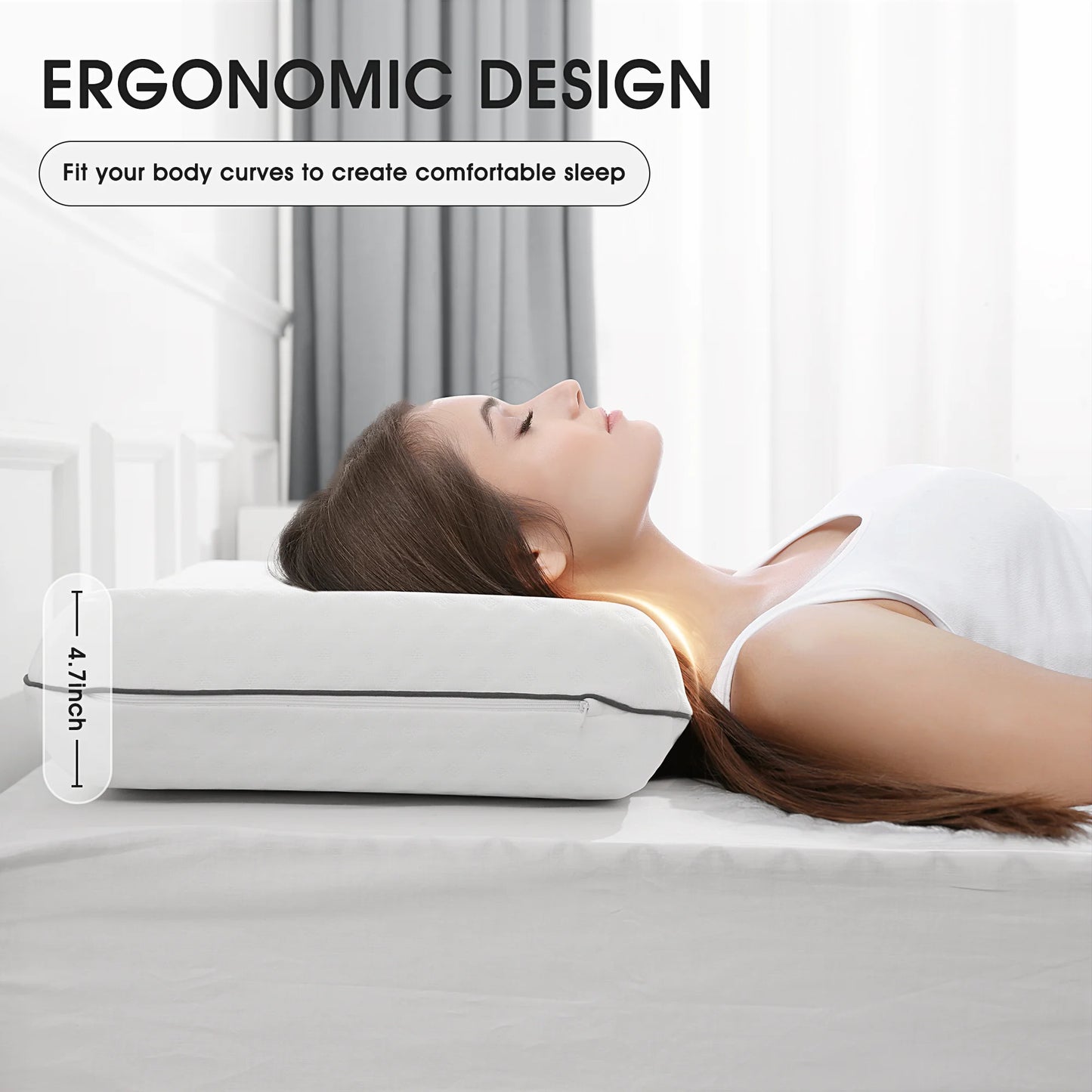 Cooling Gel Memory Foam Pillow, Standard Size Neck Support, 25"X16"