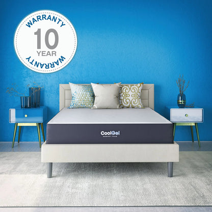 10" Twin-Xl Medium Tight Top Gel Memory Foam Mattress, Grey